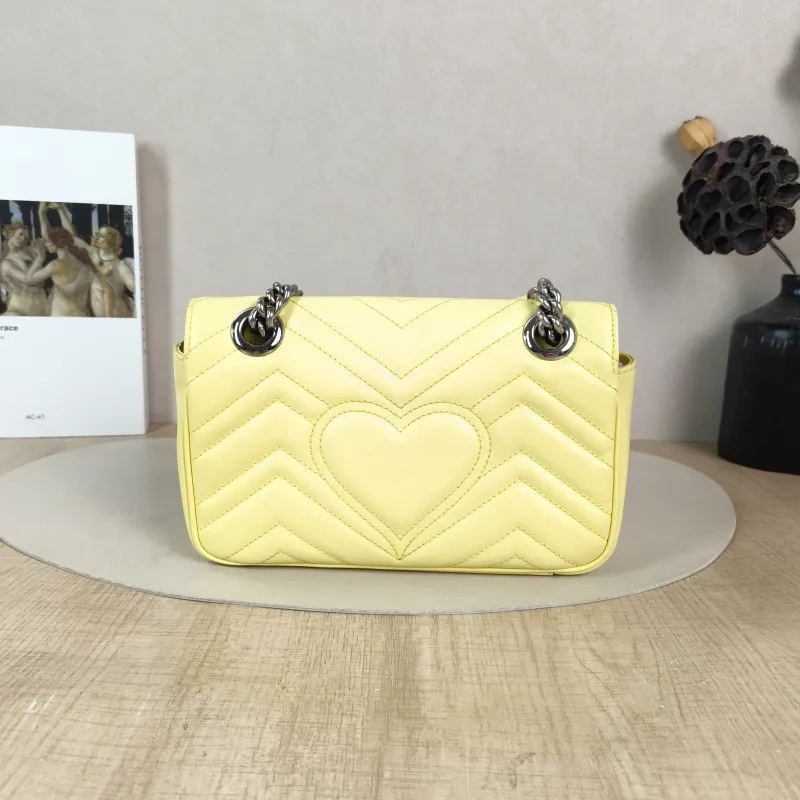 GUCCI Crossbody Bag GG Marmont Small Marmont 22 Yellow Calfskin Small 22 × 6 × 13 cm — cover view 3 of 5