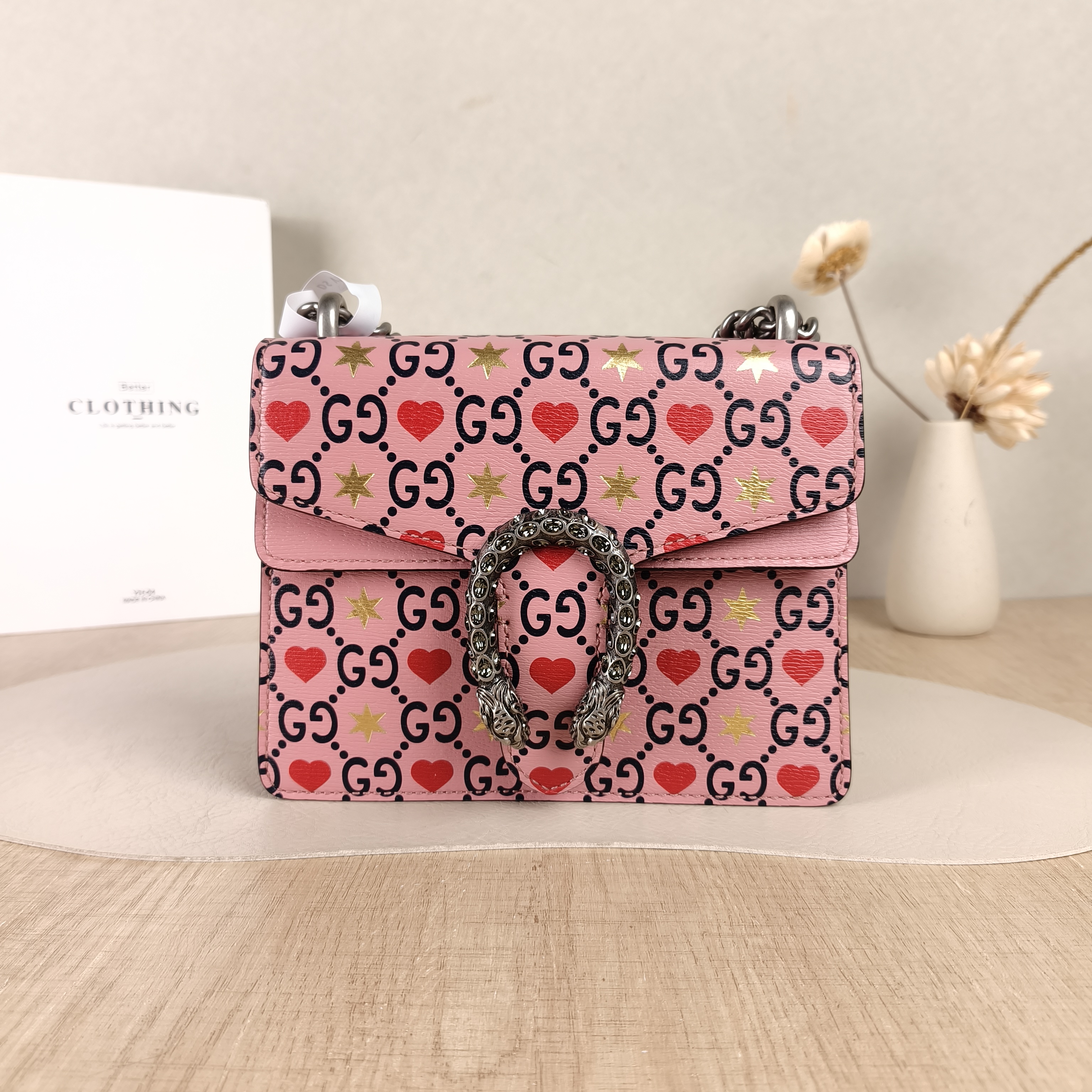 GUCCI Crossbody Bag Dionysus Pink Calfskinmini20 × 5 × 15.5 cm