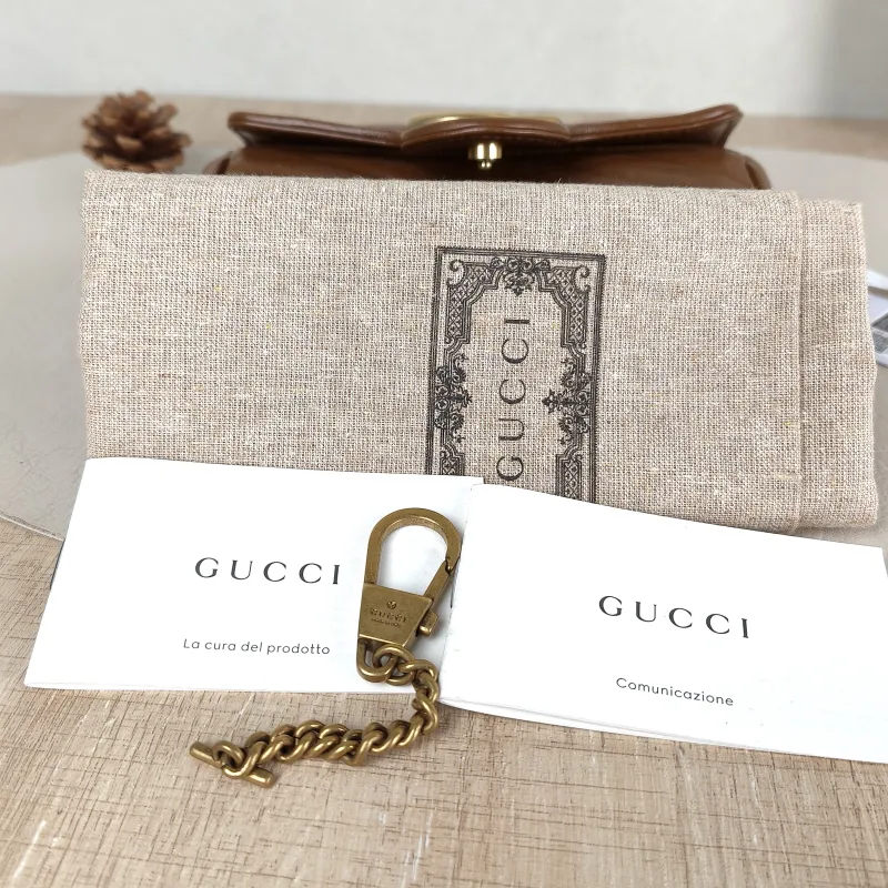GUCCI Crossbody Bag GG Marmont Mini Marmont Mini Caramel Calfskin Mini 16.5 × 4.5 × 9.5 cm — detail view 3 of 12
