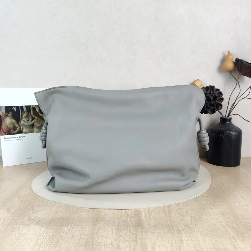 LOEWE Shoulder Bag Flamenco Grey Calfskin Large 38 × 14 × 29 cm — cover view 3 of 6