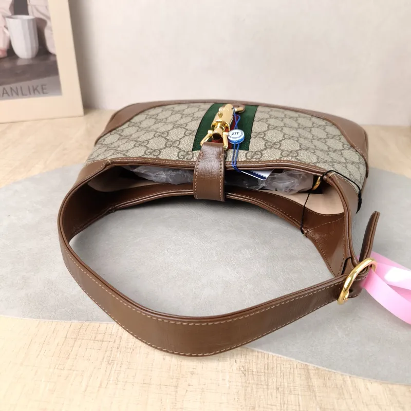 GUCCI Shoulder Bag Jackie 1961Collection Monogram PVC Medium 27.5 × 4 × 19 cm — detail view 12 of 14