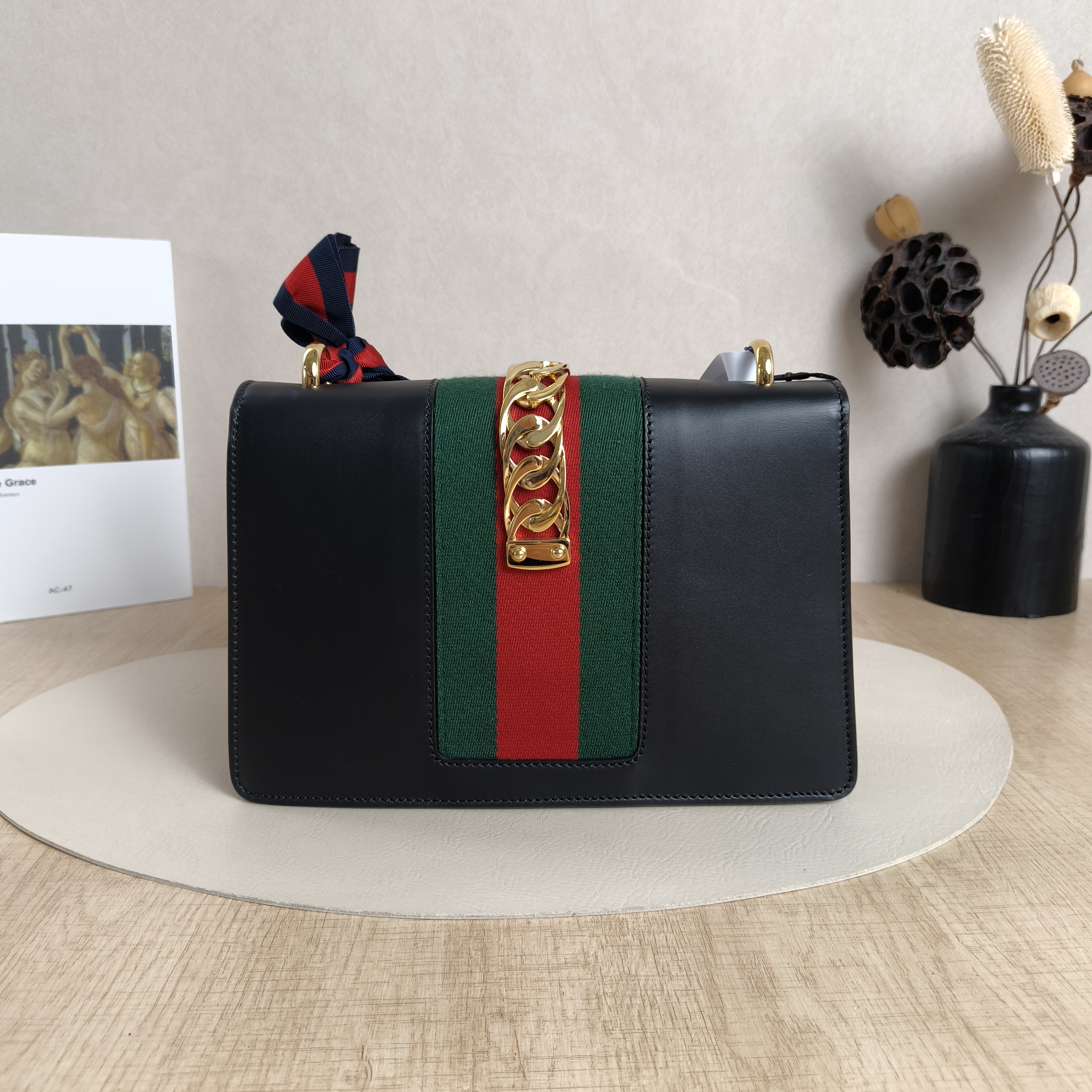 GUCCI Shoulder Bag Sylvie Shoulder Strap Edition Black CC alfskin Small25.5 × 8 × 17 cm — cover view 8 of 11