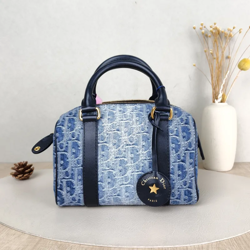 DIOR Crossbody Bag Groove 20 Top Handle Bag Blue Small 20.5 × 12 × 13.5 cm