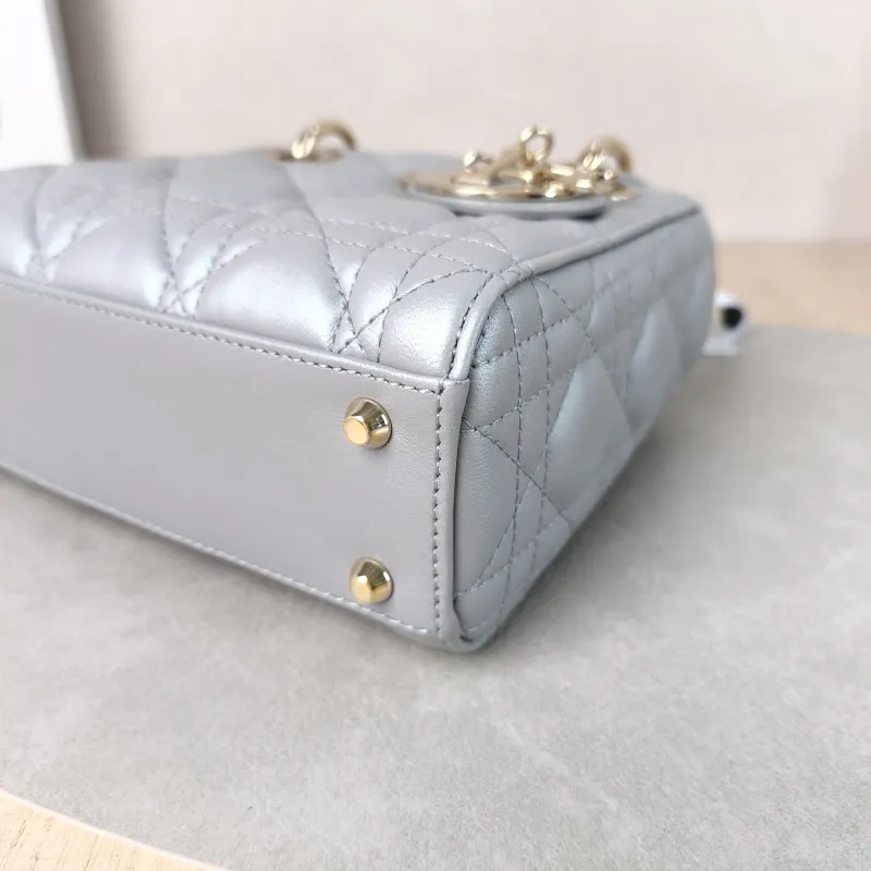 DIOR Crossbody Bag Lady Lady Dior Bag Grey Lambskin Mini 17 × 7 × 15 cm — detail view 2 of 12