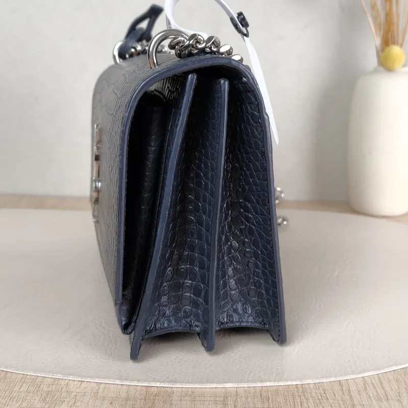 SAINT LAURENT Crossbody Bag SUNSET Grey Calfskin Medium 22 × 6.5 × 16 cm — detail view 7 of 13