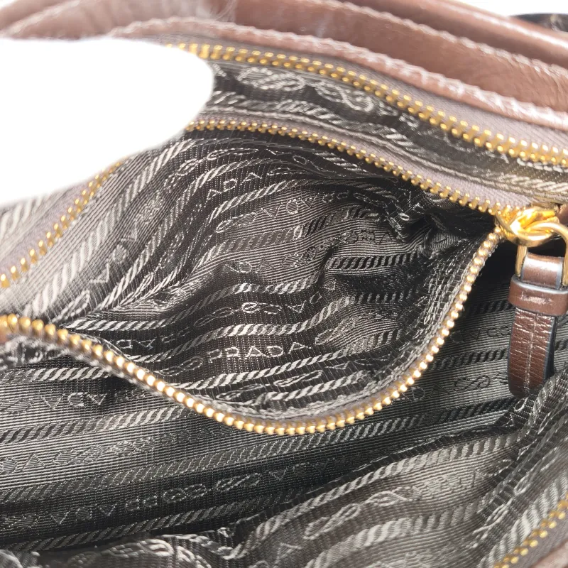 PRADA Top Handle Bag Bonnie Soft Lux Brown Waxed Leathermini23.5 × 9 × 12 cm — detail view 1 of 12