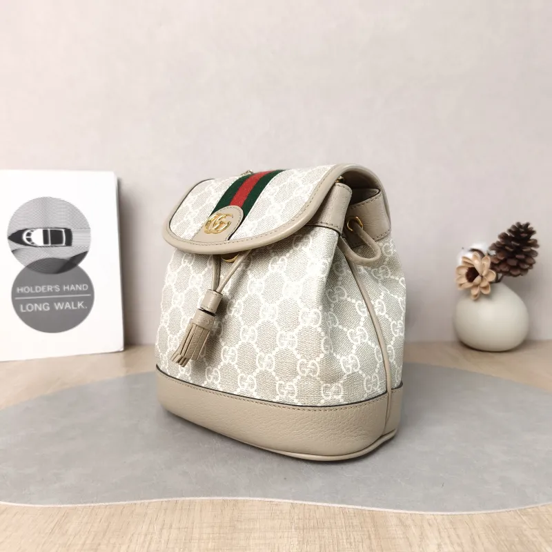 GUCCI Backpack ophidia g Backpack White Monogram PVC Mini 20.5 × 12 × 20 cm — cover view 6 of 6