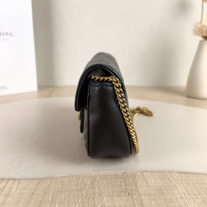 GUCCI Crossbody Bag GG Marmont Mini Marmont Mini Black Calfskin Mini 16.5 × 4.5 × 9.5 cm — detail view 2 of 12