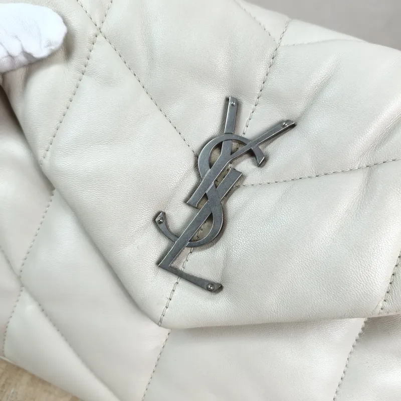 SAINT LAURENT Shoulder Bag PUFFER White Lambskin Small 29 × 11 × 17 cm — detail view 4 of 12