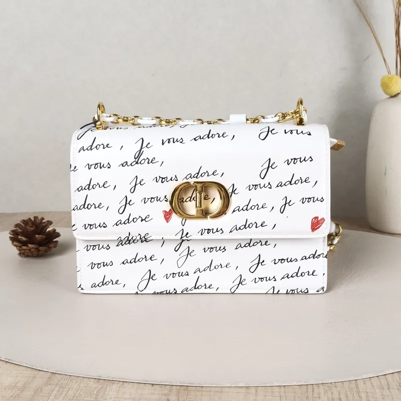 DIOR Crossbody Bag Miss Caro Chain Bag White Calfskinmini18 × 5.5 × 12 cm