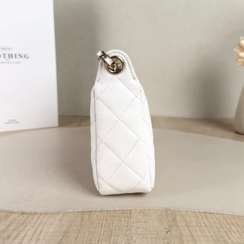 Chanel Crossbody Bag White Gold Grained Calfskin One Size 21 × 5 × 12 cm — detail view 9 of 11