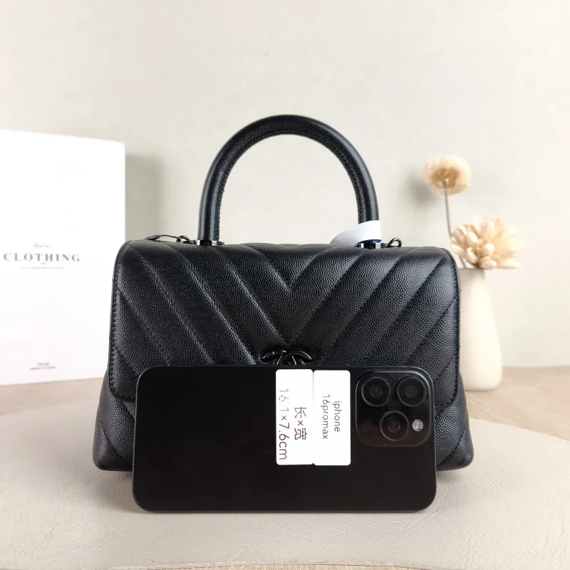 Chanel Top Handle Bag Coco Handle​ v Black Grained Calfskin Small 24 × 10 × 14 cm — cover view 3 of 5