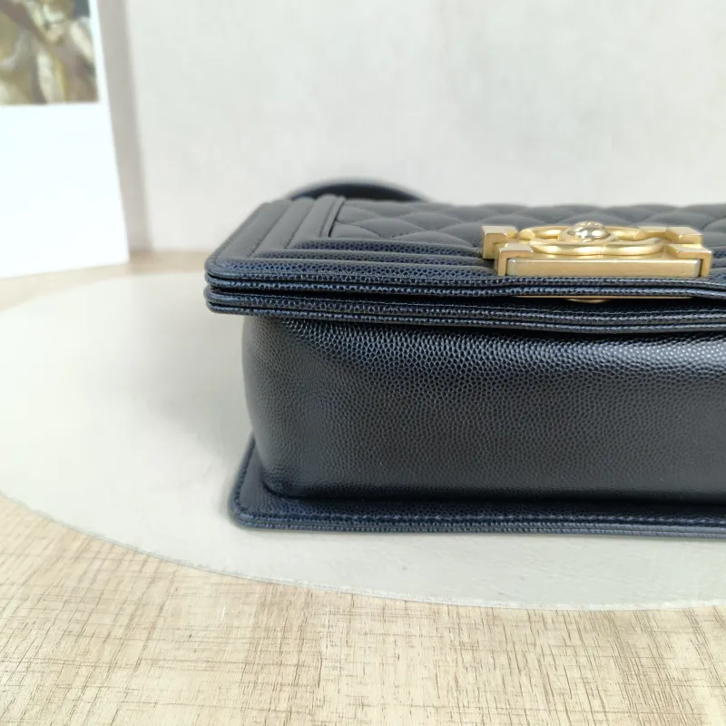 Chanel Crossbody Bag Le Boy​ Black Grained Calfskin Small 20.5 × 8.5 × 12 cm — detail view 3 of 12
