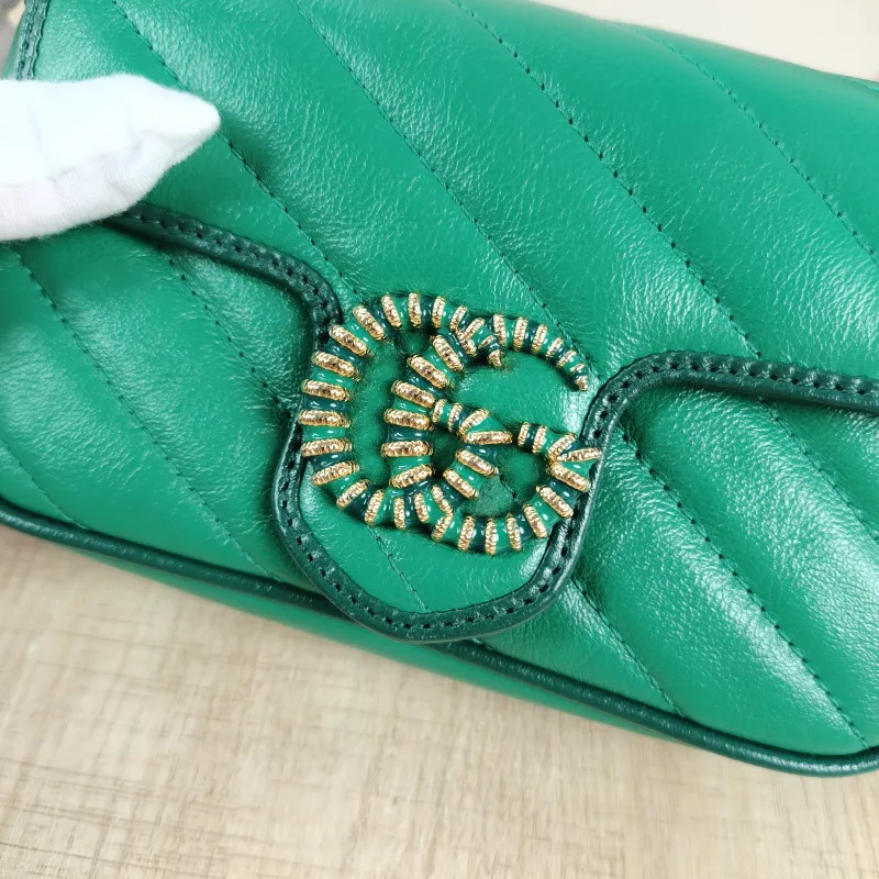 GUCCI Crossbody Bag GG Marmont Mini Marmont Mini Green Calfskinmini16.5 × 4.5 × 9.5 cm — detail view 5 of 13