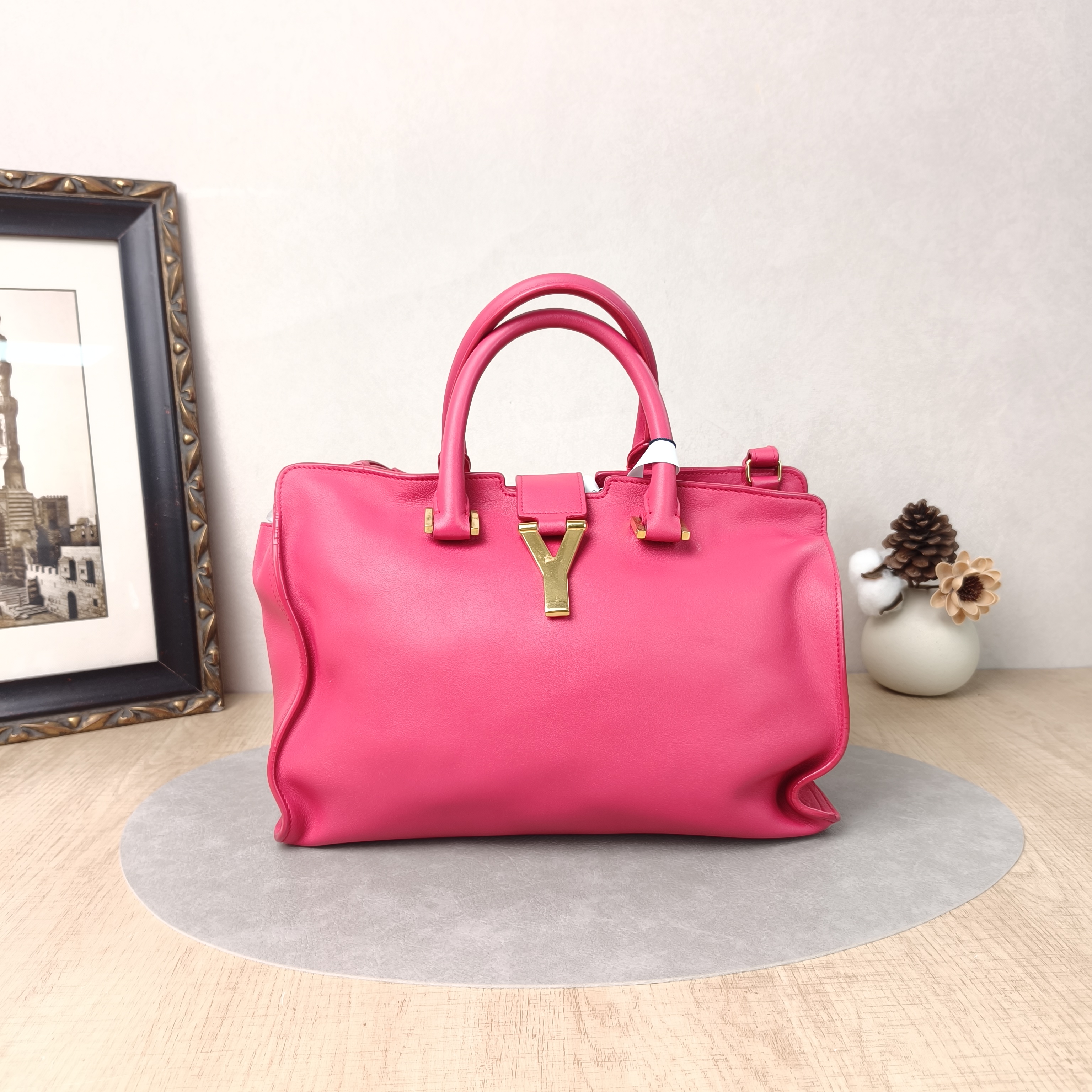 SAINT LAURENT Top Handle Bag Vintage Top Handle Bag Pink Calfskin One Size30 × 15 × 21 cm