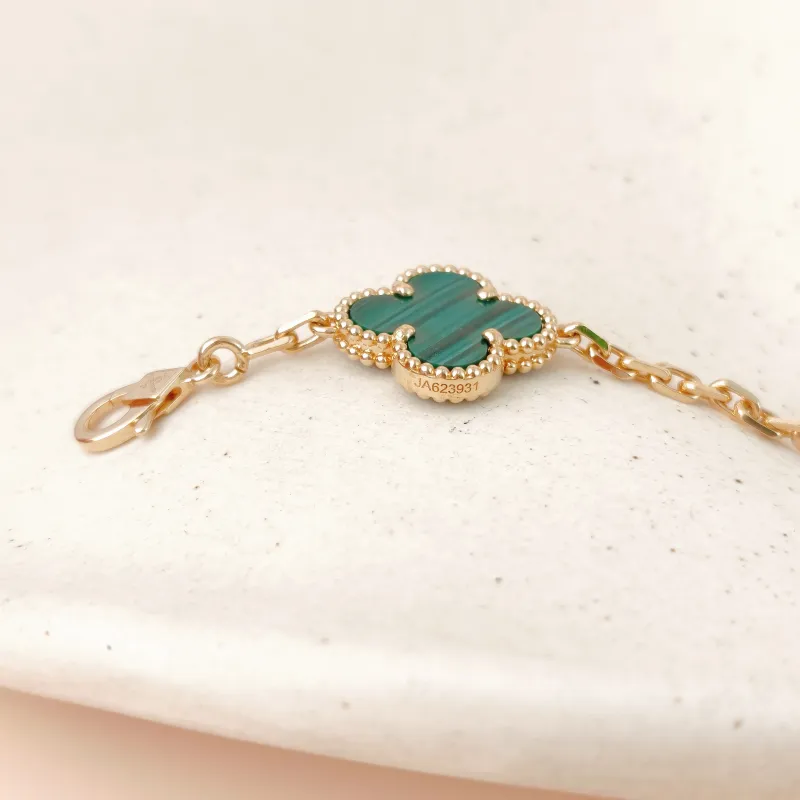 Van Cleef & Arpels Bracelet Alhambra Alhambra Collection Five-Motif Bracelet Malachite18KY ellow Gold Vintage Small19cm — cover view 6 of 12