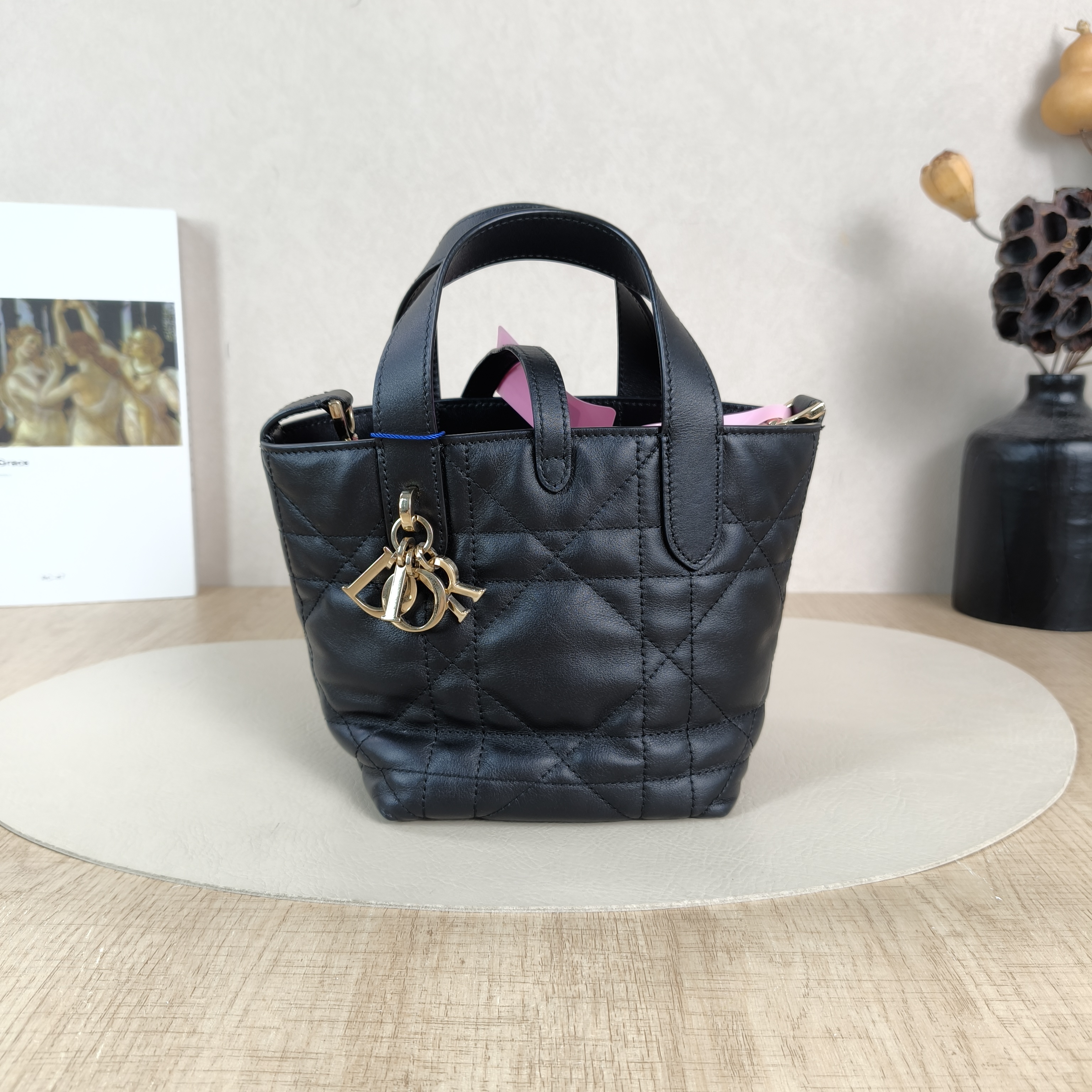 DIOR Top Handle Bag TOUJOURS Edition Black Calfskinmini13 × 12 × 15 cm