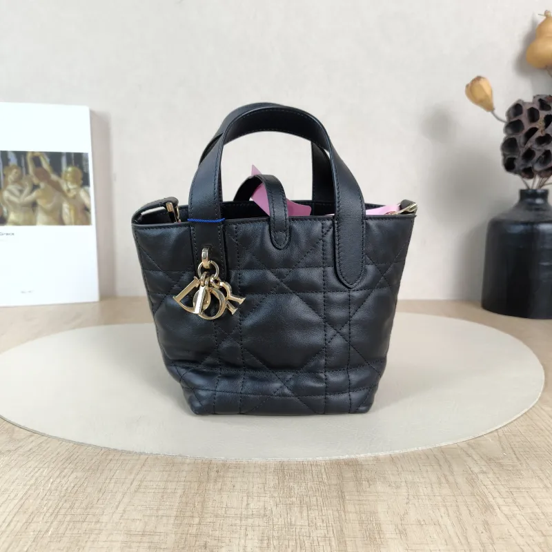 DIOR Top Handle Bag TOUJOURS Edition Black Calfskinmini13 × 12 × 15 cm