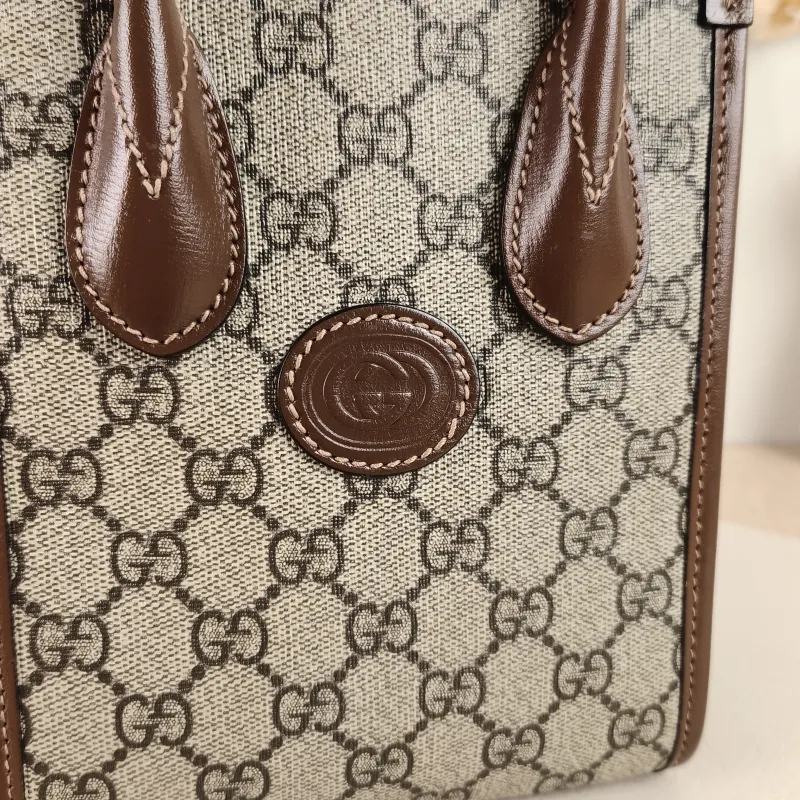 GUCCI Crossbody Bag GG Retro Collection Tote Bag Brown PVC Mini 16 × 7 × 20 cm — detail view 9 of 10