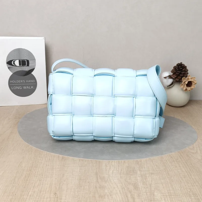 Bottega Veneta Crossbody Bag Padded Cassette Woven Blue Lambskin Medium26 × 8 × 18 cm — cover view 3 of 5