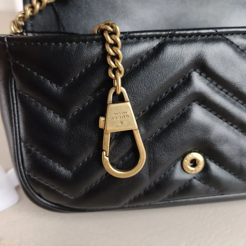 GUCCI Crossbody Bag GG Marmont Mini Marmont Mini Black Calfskin Mini 16.5 × 4.5 × 9.5 cm — detail view 1 of 12