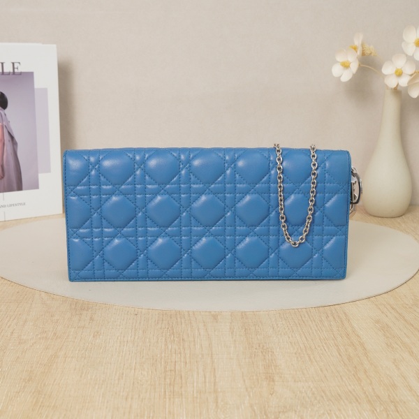 DIOR Chain Bag Blue Lambskin · Shoulder Strap · 27 × 3 × 13 cm