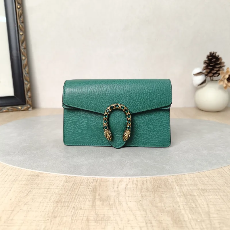 GUCCI Crossbody Bag Dionysus Green Calfskinmini16.5 × 4.5 × 10 cm