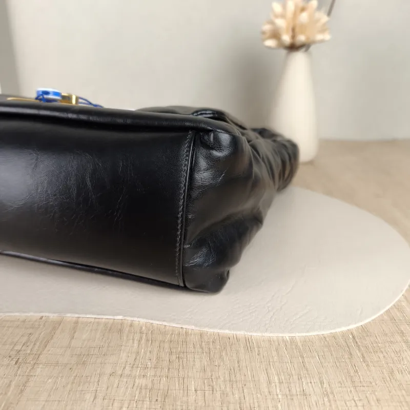 BALENCIAGA Shoulder Bag Shoulder Bag Black with Gold-Tone Hardware Calfskin One Size 25 × 9 × 19 cm — detail view 5 of 10