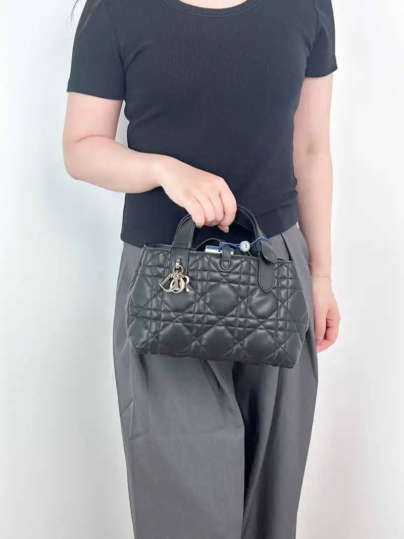 DIOR Top Handle Bag TOUJOURS Black Calfskin Small23 × 12 × 15.5 cm — on-model view 1 of 2