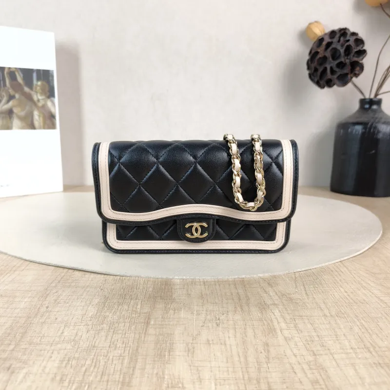 Chanel Crossbody Bag CF Mini WOC Crossbody Bag Black Pink Lambskin One Size 17 × 4 × 10 cm