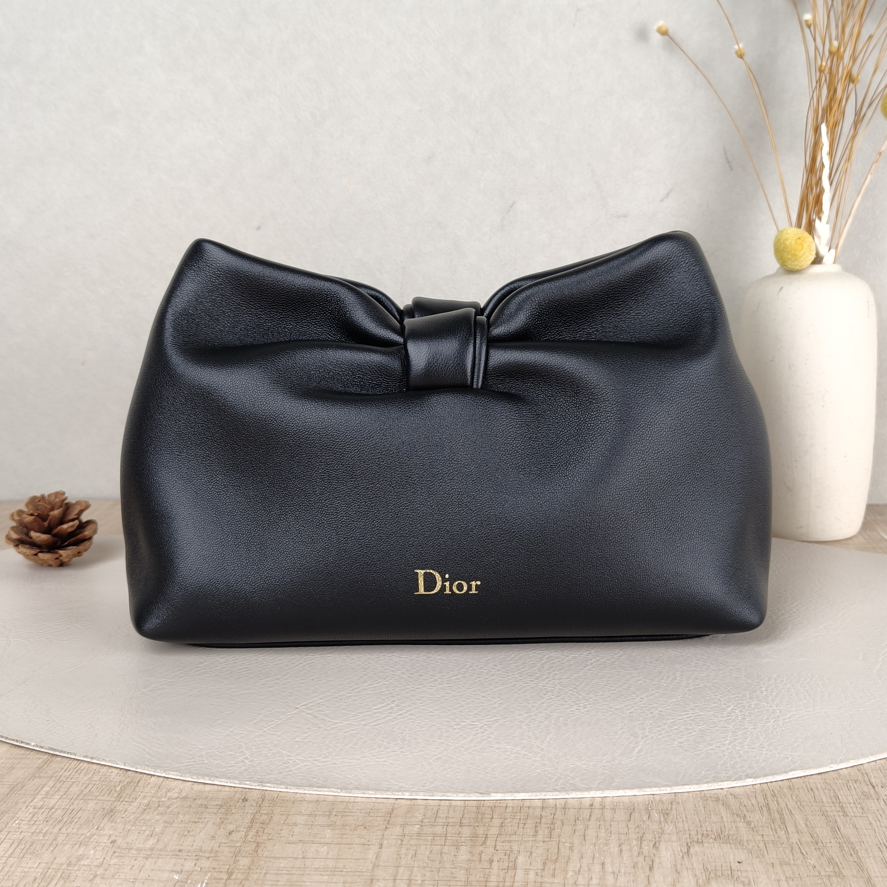 DIOR Shoulder Bag Bow Shoulder Bag Black Lambskin Small26 × 10 × 16 cm