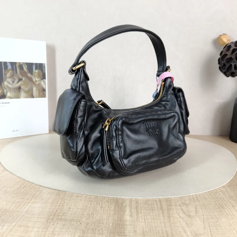 Miumiu Shoulder Bag Pocket Black SL ambskin Small 21 × 6 × 12 cm — cover view 4 of 5
