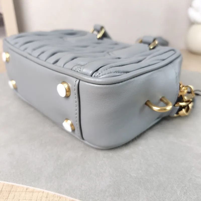 Miumiu Top Handle Bag Arcadie MatelasséCollection Edition Grey Lambskin Small 19 × 6 × 13 cm — detail view 11 of 13