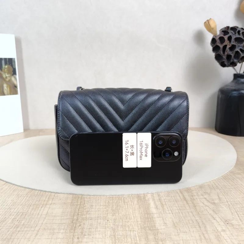Chanel Crossbody Bag Classic Flap Large Mini CF Mini Black V Grained Calfskin mini20 × 6 × 12 cm — cover view 3 of 5