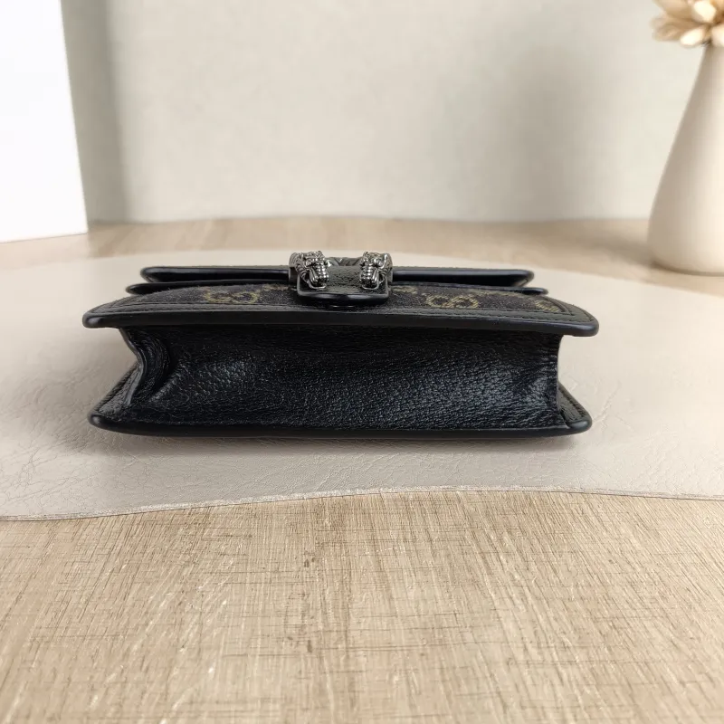 GUCCI Crossbody Bag Dionysus Black Monogram Canvas Mini 16.5 × 4.5 × 10 cm — cover view 4 of 5