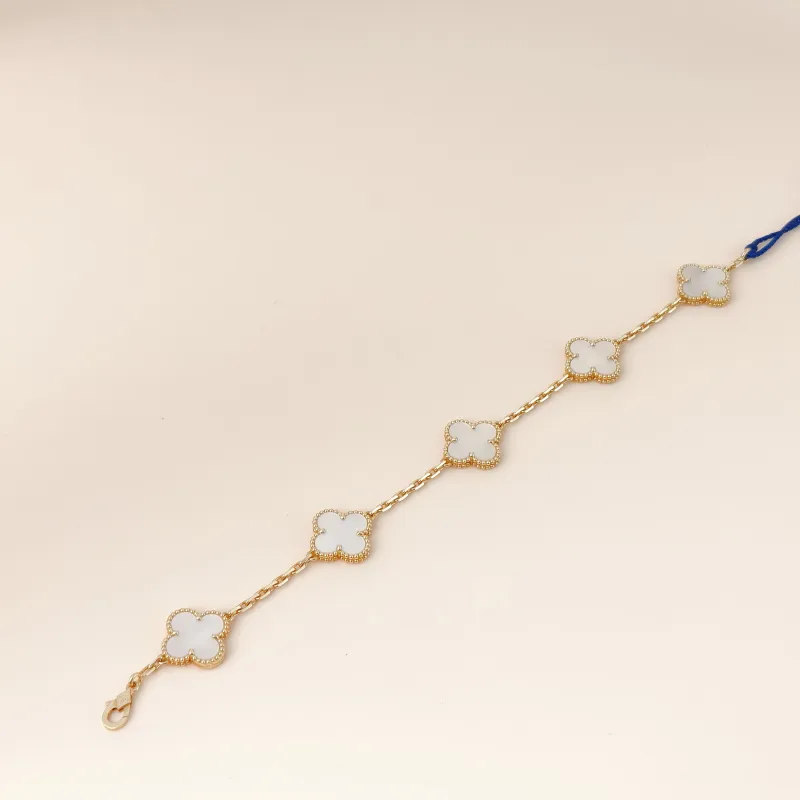 Van Cleef & Arpels Bracelet Alhambra Alhambra Collection Five-Motif Bracelet Pearl · White Mother-of-Pearl 18KY ellow Gold Vintage Small 19cm — cover view 8 of 10