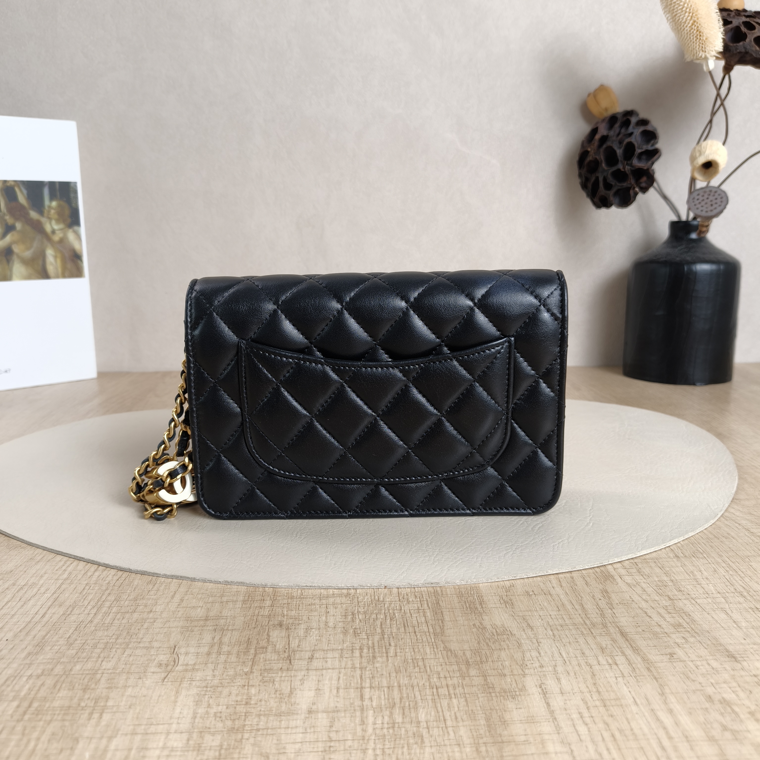 Chanel Crossbody Bag Edition cf woc Black Lambskin 19.2 × 3.5 × 12.3 cm — cover view 10 of 12