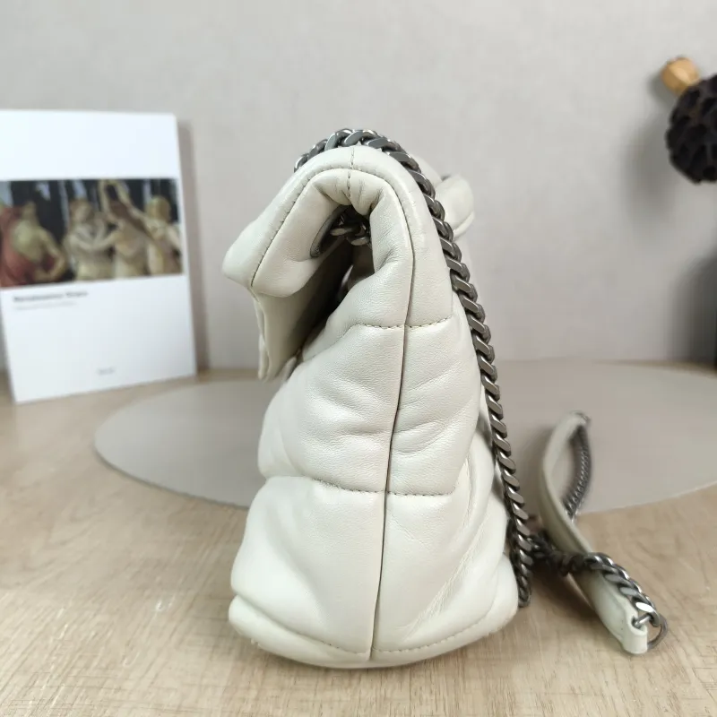 SAINT LAURENT Shoulder Bag PUFFER White Lambskin Small 29 × 11 × 17 cm — detail view 1 of 12