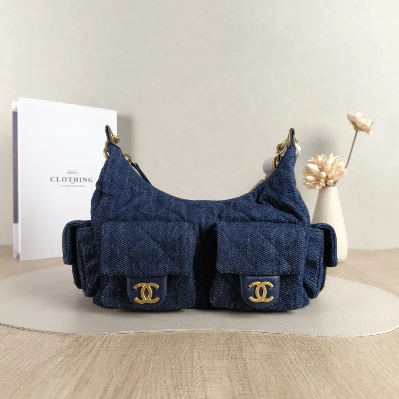 Chanel Shoulder Bag c hobo Blue Small 31 × 15 × 22 cm