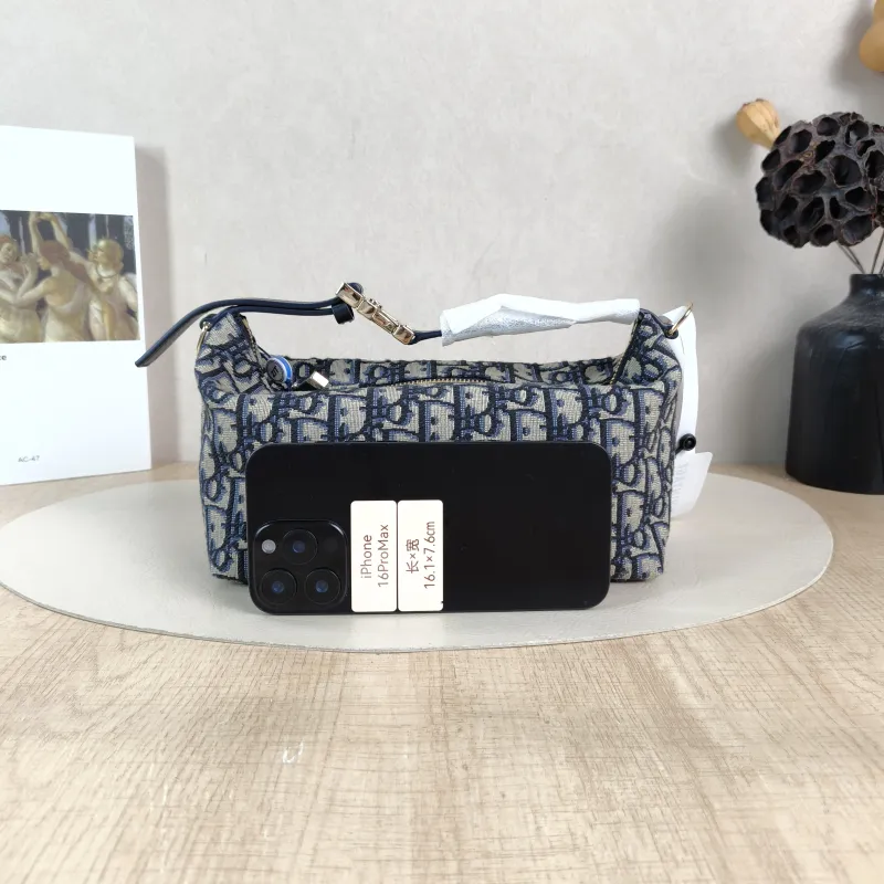 DIOR Top Handle Bag Travel Nomad Blue Canvas Medium 22 × 9.5 × 13 cm — cover view 4 of 5
