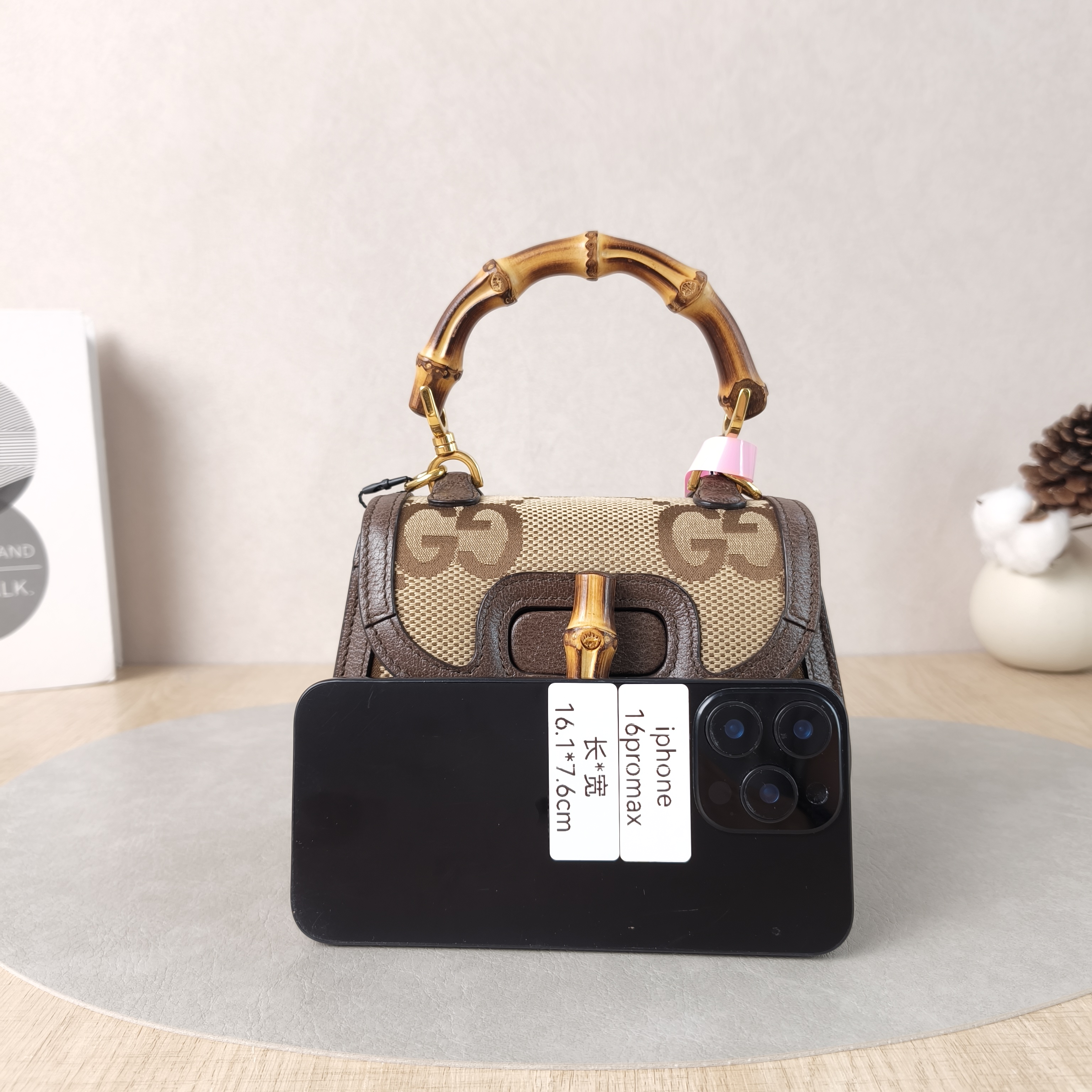 GUCCI Crossbody Bagbamboo 1947 jumbo Crossbody Bag Monogram Canvas mini17 × 7.5 × 12 cm — cover view 4 of 5