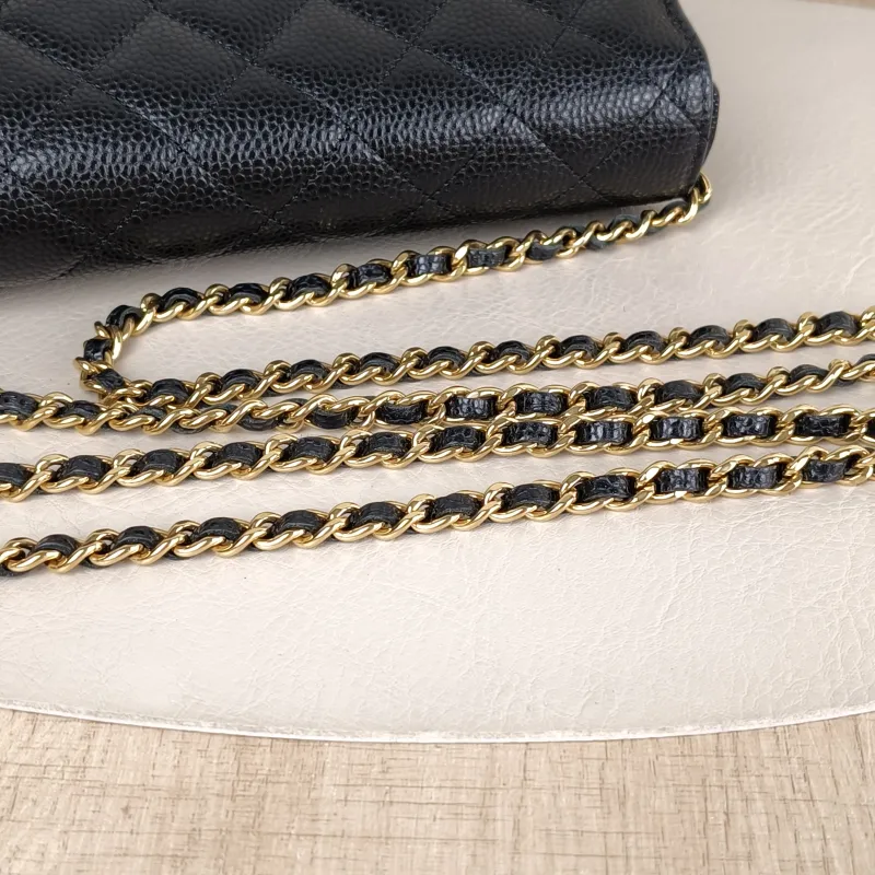Chanel Crossbody Bag Classic Flap WOC CF WOCWOC Bag Black Grained Calfskin Mini 19.2 × 3.5 × 12.3 cm — detail view 10 of 13