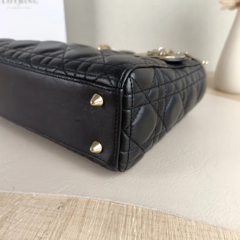 DIOR Top Handle Bag Lady Lady Dior Bag Black SL ambskin Small 20 × 8 × 18 cm — detail view 9 of 11