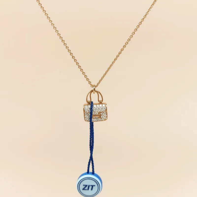 Hermès Necklace Amulettes Constance Pavé Diamond Necklace Rose Gold 18KR ose Gold One Size40cm