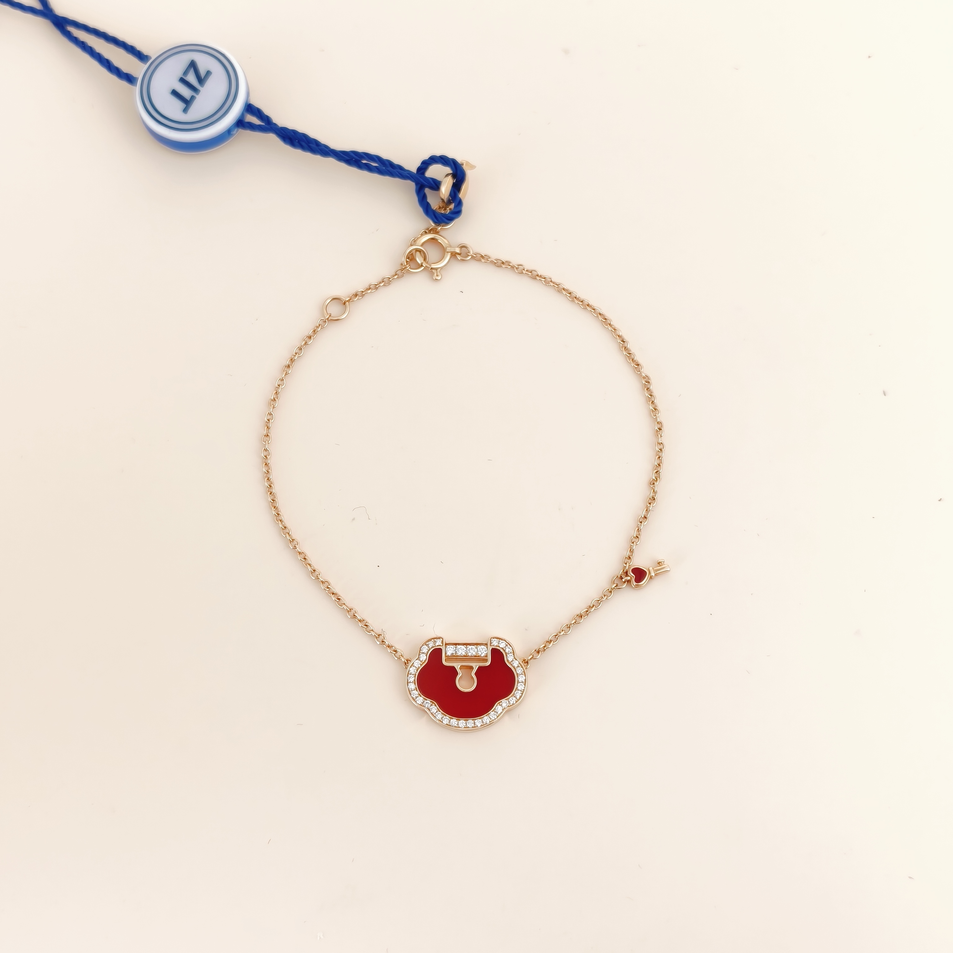 Qeelin Bracelet Yu Yi Collection Bracelet Red Agate Diamond18KR ose Gold One Size18cm