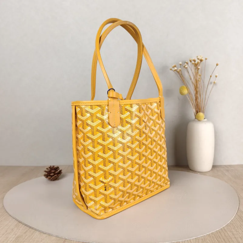 GOYARD Top Handle Bag ANJOU Shopping Tote Yellow PVC Mini 19.5 × 9 × 19.5 cm — cover view 3 of 5