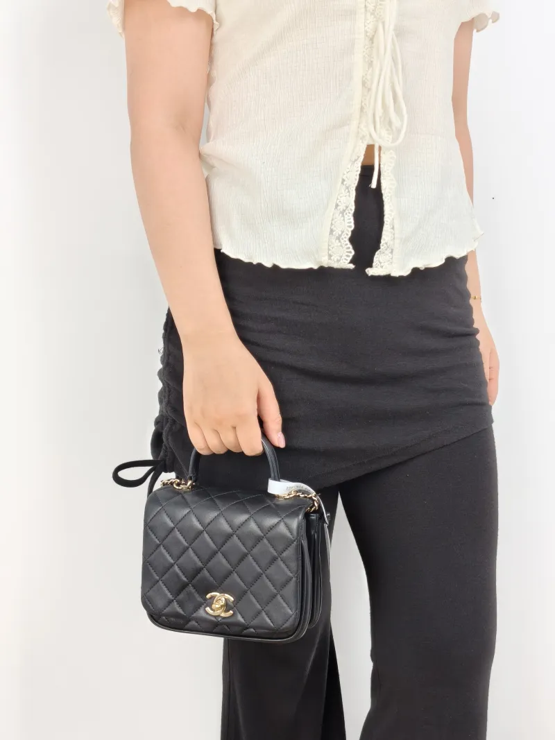 Chanel Crossbody Bag Top Handle Crossbody Bag Black Calfskin 16 × 8.5 × 13 cm 25 — on-model view 3 of 3