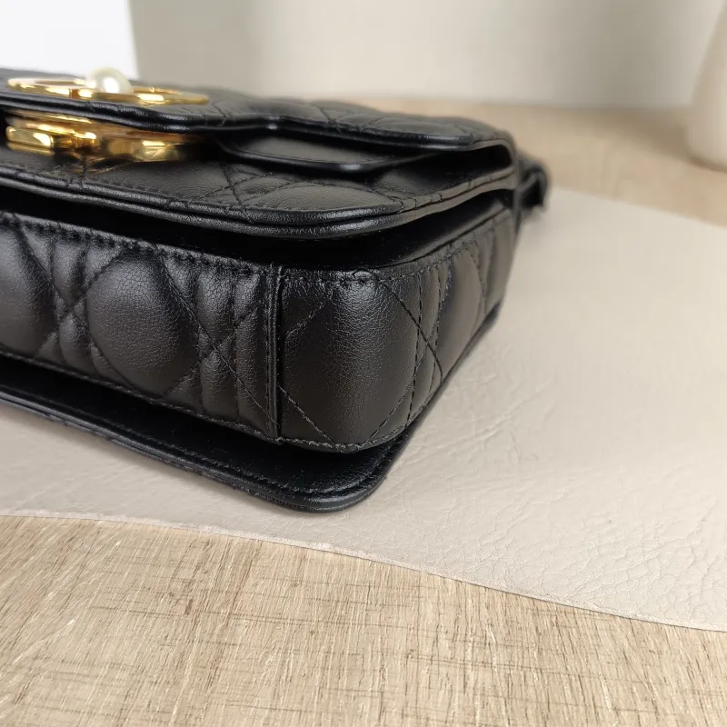 DIOR Crossbody Bag Jolie Top Handle Pearl Crossbody Bag Black Calfskin Mini 19 × 7 × 12 cm — detail view 11 of 12