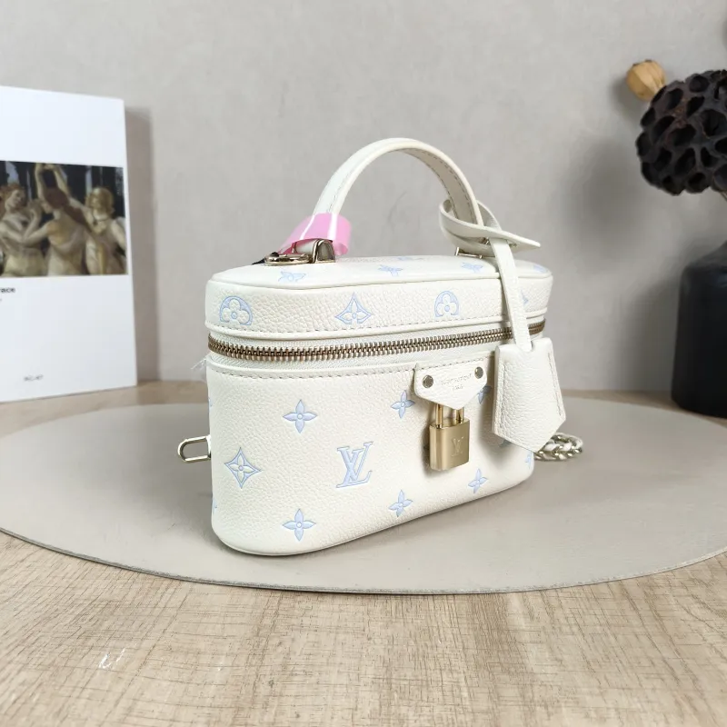Louis Vuitton Shoulder Bag VANITY POUCH Cosmetic Bag White · Blue Calfskin One Size 19 × 6.5 × 11.5 cm — cover view 2 of 6