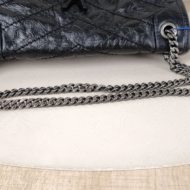 SAINT LAURENT Crossbody Bag Niki Black Waxed Leather Calfskin Small 21 × 7.5 × 16 cm — detail view 8 of 12